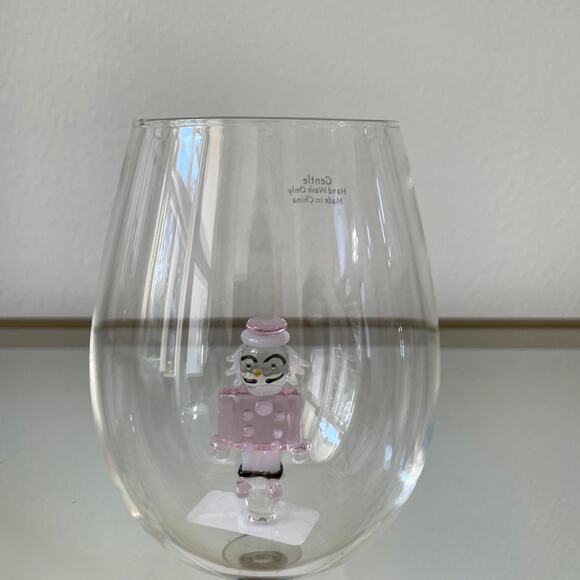 Pink Nutcracker Stemless Wine Glass Christmas Holiday Barware NEW - Picture 10 of 10